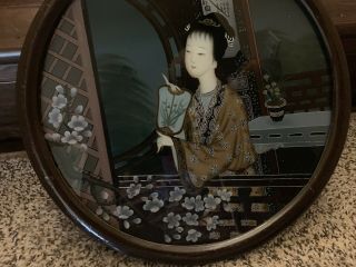 Reverse Glass Painting Oriental Woman 2