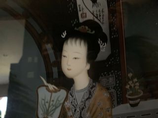 Reverse Glass Painting Oriental Woman 4