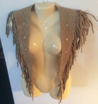 Vintage Leather Fringed Cape,  Pancho,  Vest Western Style One Sz Fits Most