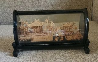 Vintage San You Chinese Hand Carved Cork Scene/diorama Very Intricate Crane
