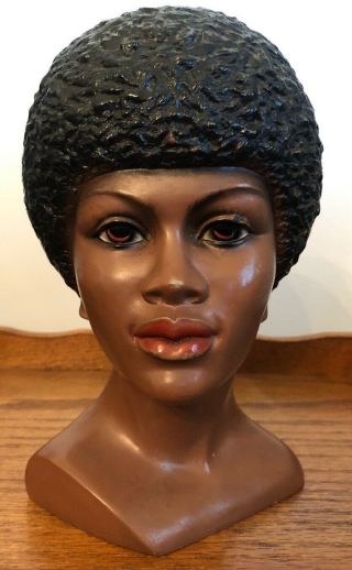 Vintage African American Modern Art Decor Black Lego Head Bust Mannequin Woman