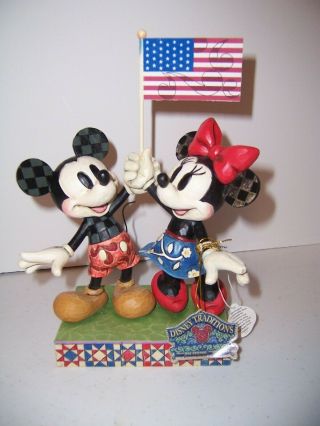 Jimshore Waltdisney Mickey & Minnie Mouse Patriotic July 4 Goodwill Ambassadors