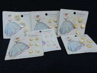 Vintage Lucky Day Ocean Pearl Buttons On Graphic Cards 28 Buttons Total