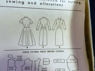Vtg 1950s 1955 McCall 3460 Slim Full Flared Skirt Day Dress Sewing PATTERN 18 4