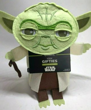 Hallmark Disney Star Wars Yoda Gifties Gift Card Small Item Felt Holder Nwt