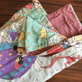 Vtg Disney Mickey Minnie Mouse Dinosaur Kids THROW BLANKET Twin Sheet Comforter 2