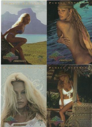 1997 Benchwarmer Pamela Anderson Chromium Complete 4 Card Set Playboy Wwe Rare