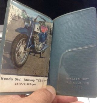 1960s Honda Factory Racer RC - 160 Pocket Brochure In Honda Wallet 2