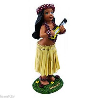 Dashboard Mini Hawaiian Hula Girl With Ukulele Wiggling Doll - Small 4 "