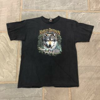 Vintage 1997 Harley Davidson Wolf Graphic T Shirt Texas Mens Size Xl X - Large Vtg