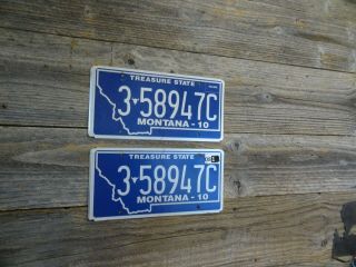 Montana License Plate Font Buffalo Skull Treasure State Blue Montana 2010