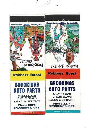 2 Brookings Auto Parts Matchcovers Mcculloch Model 765 Chain Saw