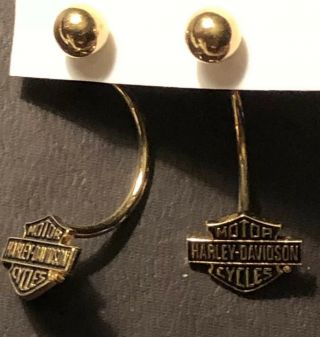 10k Gold Black Hills Gold Harley Davidson Stamper Bar & Shield Dangle Earrings