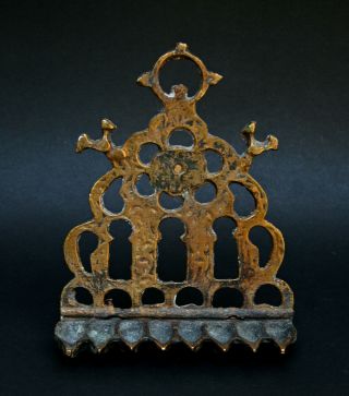 Antique Brass Hanukkah Lamp Moroccan Judaica C19th French Flea Market Find