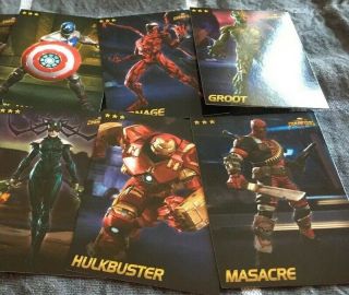 Marvel Arcade Contest Of Champions Cards Hulkbuster Masacre Groot Hela 6 Pack