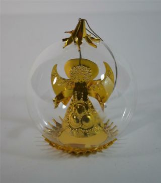 Vintage Resl Linz W Germany Spinner Glass Ornament W/ Gold Foil Angel