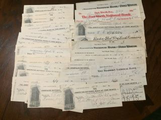 Vintage 1915 - 30,  Cancelled Checks American National Bank Of Fort Worth