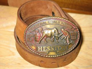 1981 Hesston Belt Buckle National Finals Rodeo Nfr 7th Edition And Vintage Belt