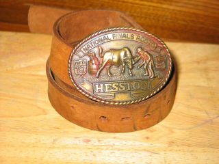 1981 Hesston Belt Buckle National Finals Rodeo NFR 7th Edition and vintage belt 6