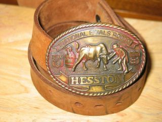 1981 Hesston Belt Buckle National Finals Rodeo NFR 7th Edition and vintage belt 7