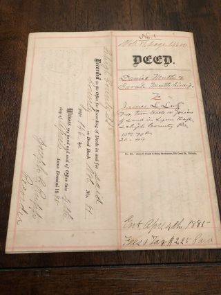 Antique 1885 Land Deed Indenture Lehigh County Pennsylvania Daniel Muth