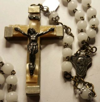 Antique Vintage Rosary Glass Beads 16 " (r739)