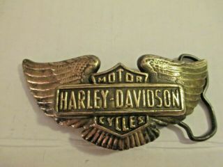 Harley Davidson Vintage Solid Brass U.  S.  A.  Wing Bar & Shield Belt Buckle 1970 