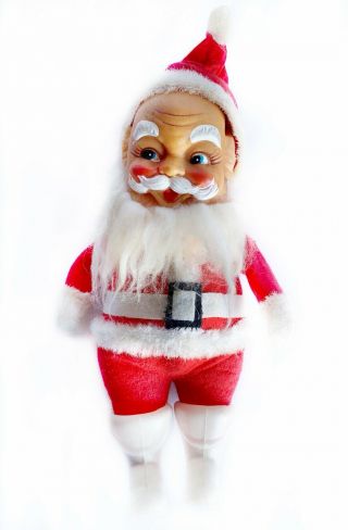 Vintage Santa Claus Plush Doll Rubber Face Figure 13 " Japan