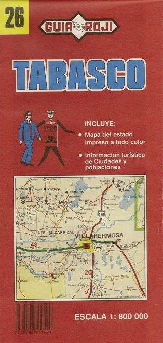 Guia Roji Road Map Tabasco Mexico Railroads Villahermosa Comalcalco Ciudad Pemex