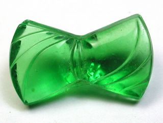 Vintage Depression Glass Button Realistic Green Bow - 1930s 11/16 "