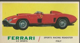 1961 Topps Sports Cars 50 Ferrari 4.  9 Sports/ Sports Racing Roadster Italy