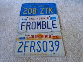3 Different California Vintage License Plates.