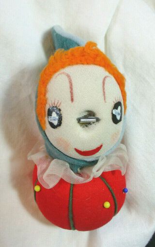 Vintage Pin Cushion Clown With Tape Measue In Nose Very Cute Exvc