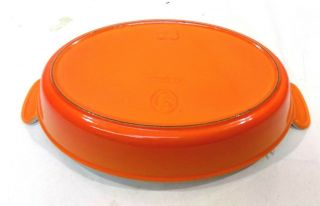 Vintage Le Crueset Cast Iron Enameled Flame Orange Baking Dish/Pan 28 France 5