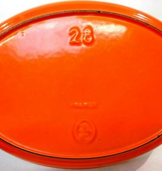 Vintage Le Crueset Cast Iron Enameled Flame Orange Baking Dish/Pan 28 France 6