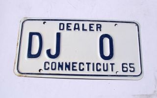 Vintage 1965 Connecticut Dealer Sample License Plate Dj0