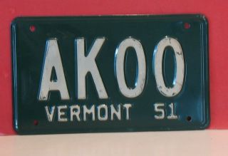 1951 Vermont Sample License Plate