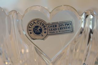 1986 Ftd 24 Lead Glass Crystal Bowl/candy Dish With Hearts From Germany