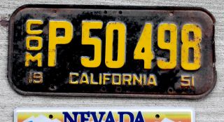 1951 Orange On Black California Commercial License Plate