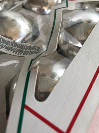 Vintage Set of 10 Holly Brand Glass Christmas Ornaments Silver Tree Box USA 4