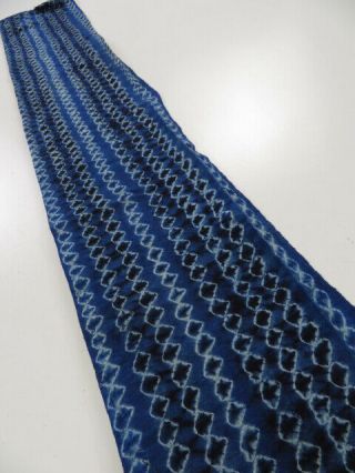 3p07z20 Vintage Japanese Kimono Cotton Fabric Indigo Blue Shibori Dyeing 32.  3 "