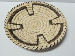 Vintage Papago Indian Basket Tray Santa Fe Cross Dsgn - Pristine