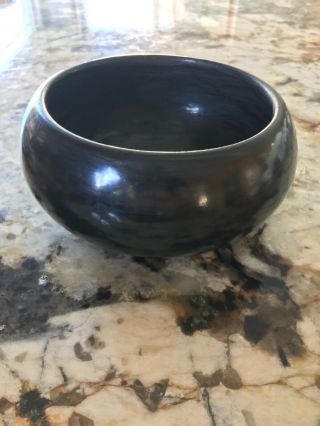 Juan Tafoya Signed San Ildefonso Pueblo Mexico Black Pottery Bowl