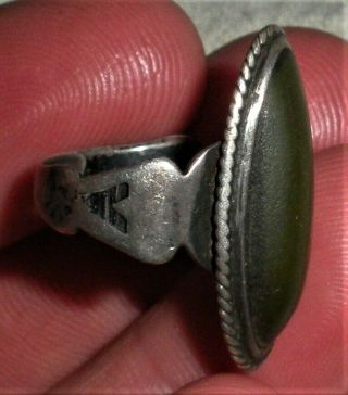 Antique C.  1920 - 30s Navajo Coin Silver Green Turquoise Ring Great Style Vafo