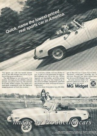 1977 1978 Mg Midget Advertisement Print Art Car Ad H68