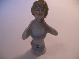 Vintage Porcelain Half Doll Pincushion Unknown Xw
