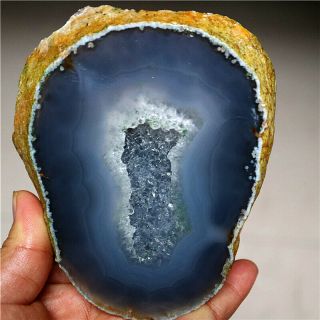 474g Face Polished One Half Natural Agate Geode Quartz Crystal Cornucopia
