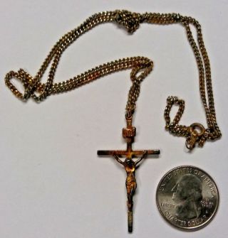 Antique Vintage Cross Crucifix Religious IRNI Jesus Christ Pendant 24 