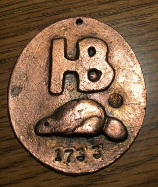 1733 Hudsons Bay Fort Albany Fur Trade Trinket Medal Brass/bronze Finish