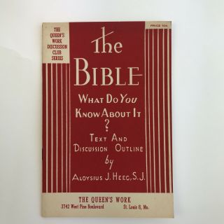 Vintage Catholic Booklet The Bible What Do You Know About It 1945 Prayer Study